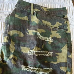 Fashion nova Camo Ripped Shorts